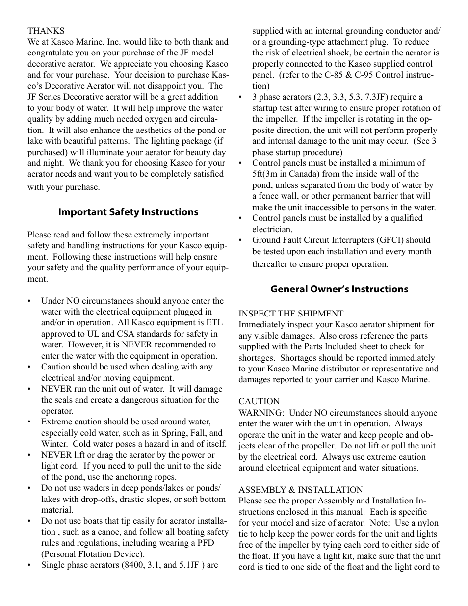Kasco Marine J Series User Manual | Page 2 / 28