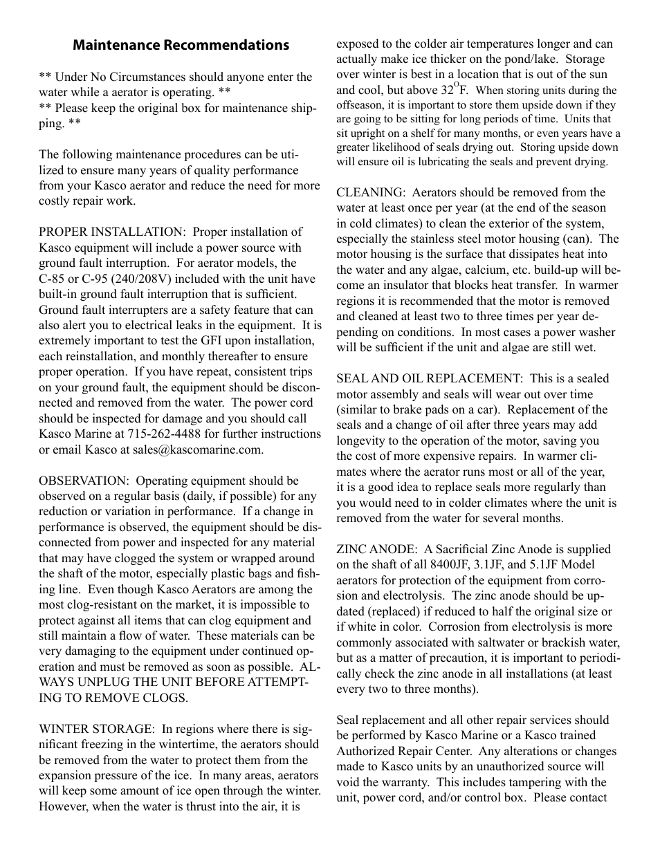 Kasco Marine J Series User Manual | Page 22 / 28