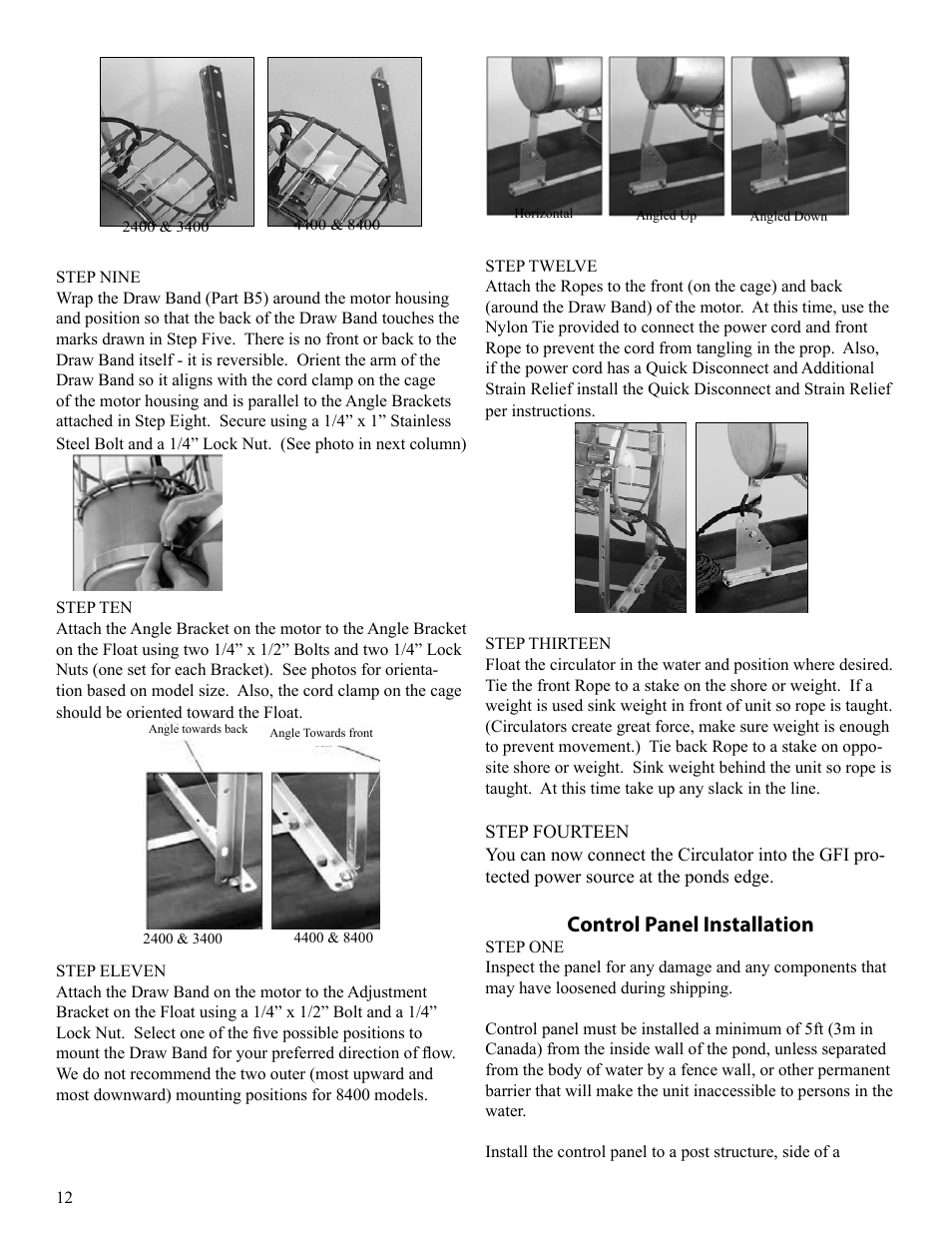 Control panel installation | Kasco Marine Pond Aerator & Water Circulator User Manual | Page 12 / 24