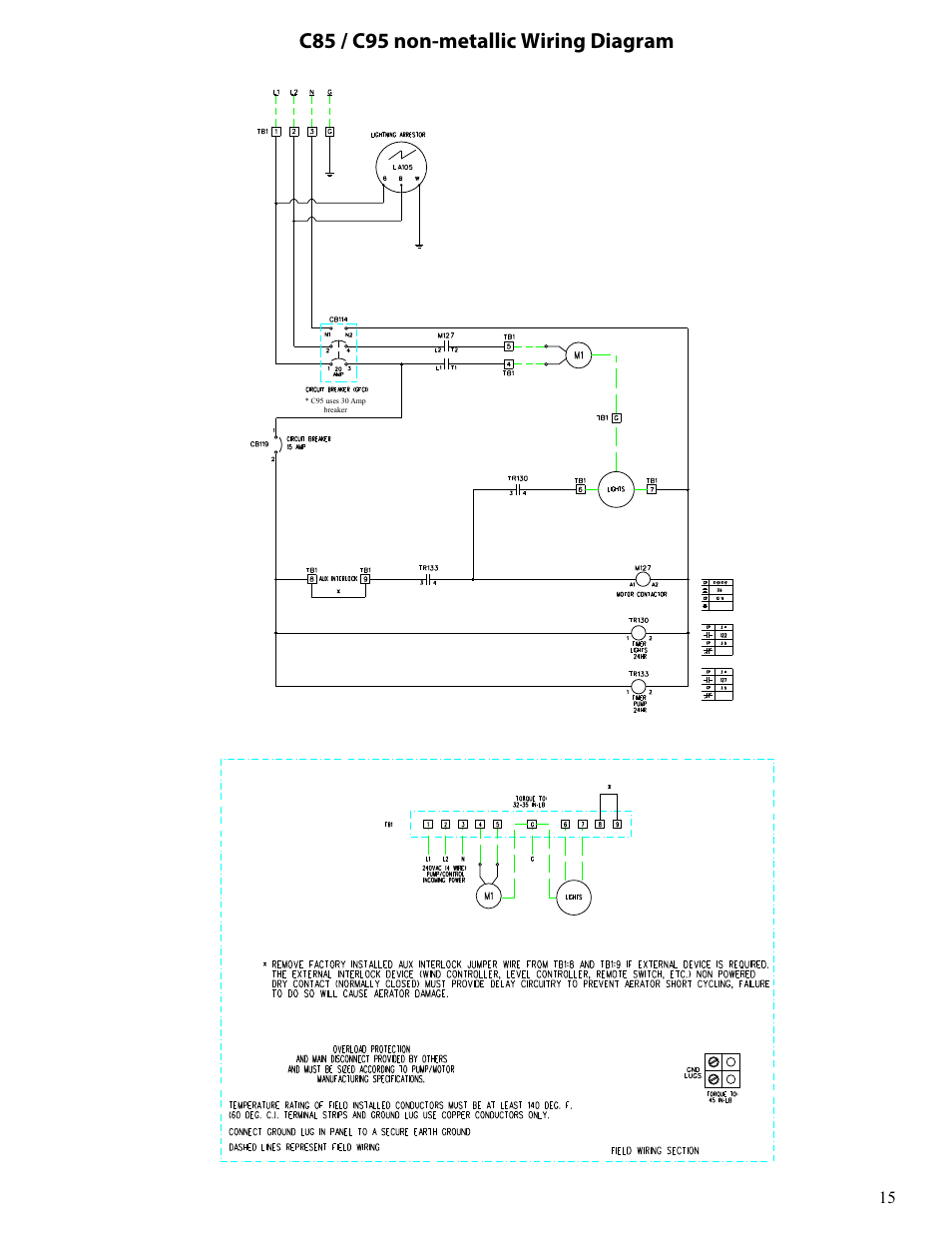 C85 / c95 non-metallic wiring diagram | Kasco Marine Pond Aerator & Water Circulator User Manual | Page 15 / 24