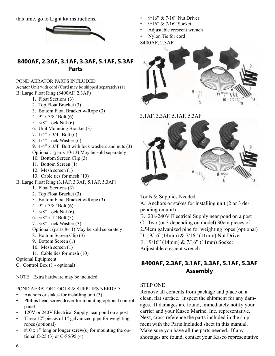 Kasco Marine Pond Aerator & Water Circulator User Manual | Page 6 / 24