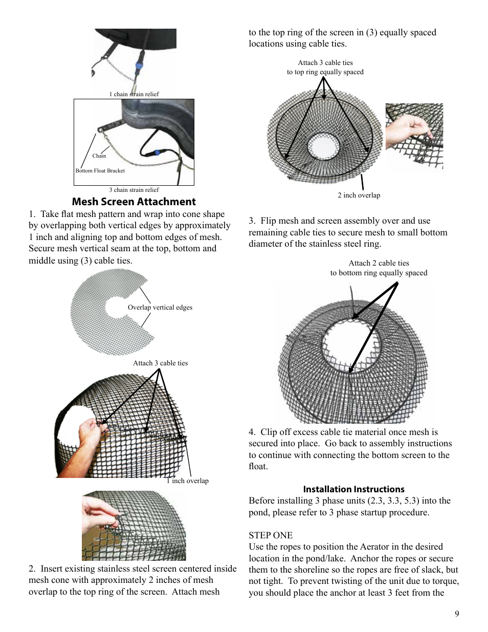 Mesh screen attachment | Kasco Marine Pond Aerator & Water Circulator User Manual | Page 9 / 24