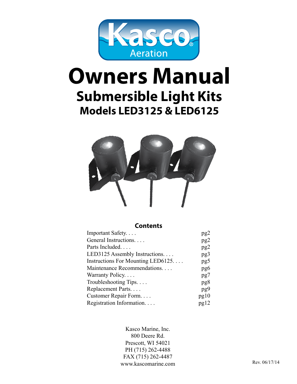 Kasco Marine LED6125 User Manual | 12 pages