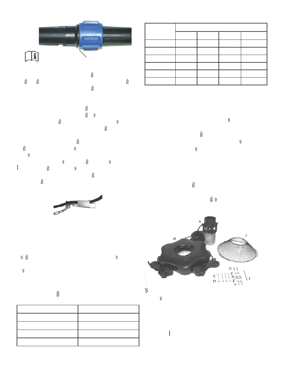Kablo ebatları ve salmastra ebatları | Kasco Marine 4400EJ User Manual | Page 126 / 134