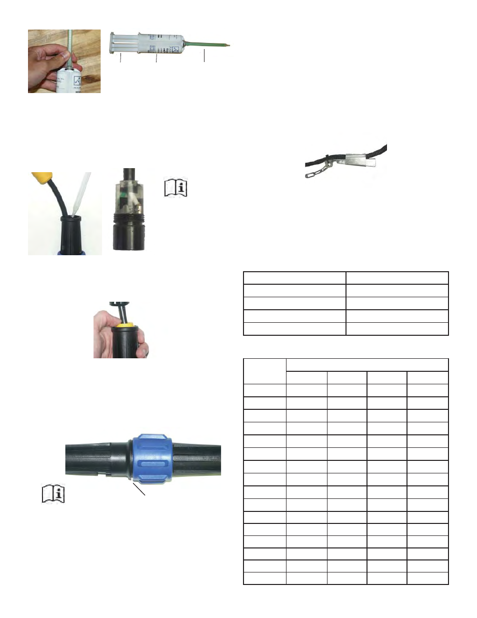 Johtojen ja tiivisteiden koko | Kasco Marine 50Hz Aerator & Circulators User Manual | Page 32 / 154