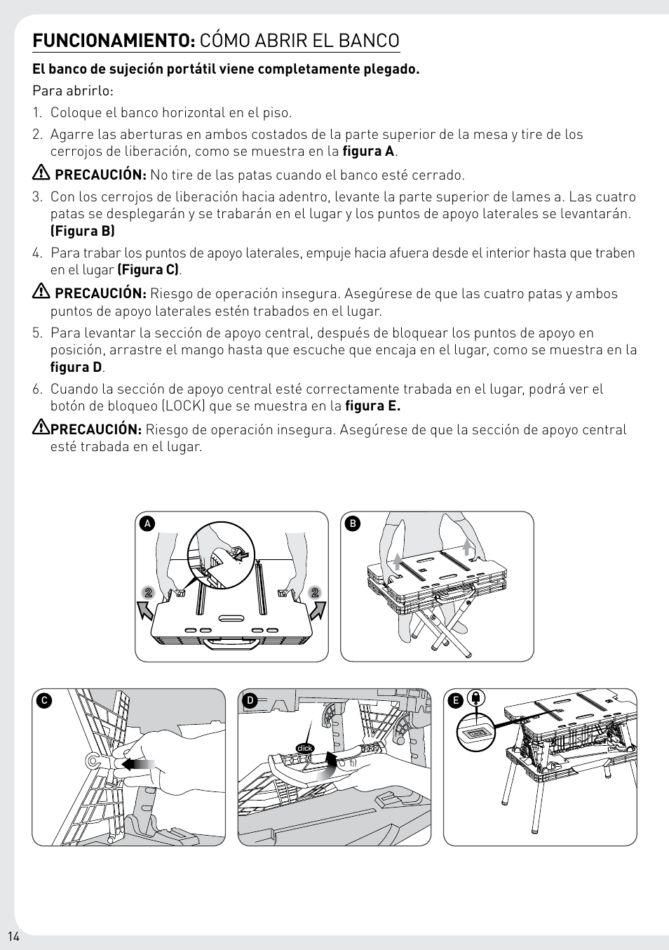 Funcionamiento: cómo abrir el banco | Keter Folding Work Table EX User Manual | Page 16 / 20