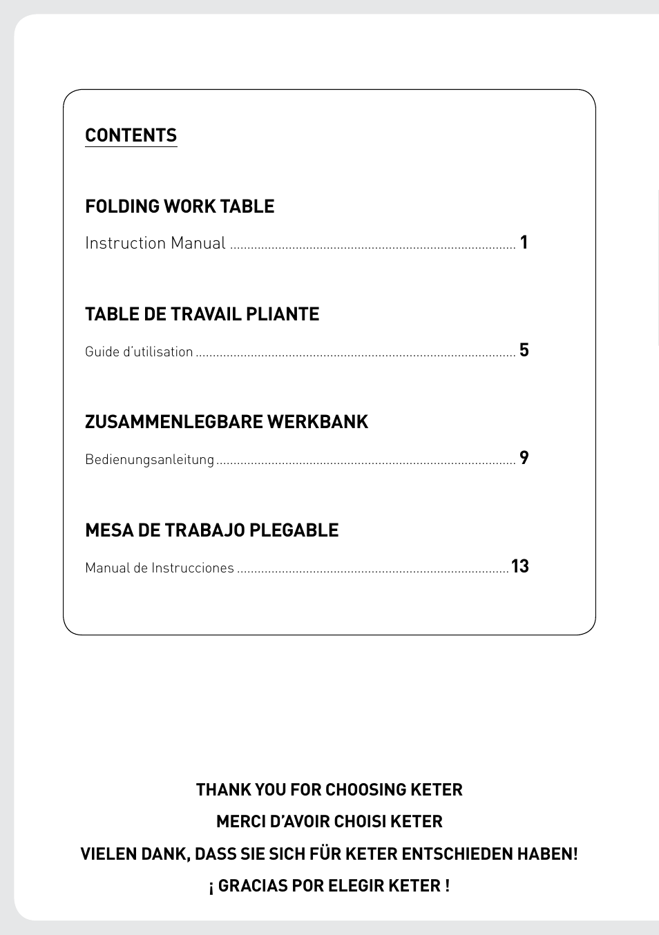 Keter Folding Work Table EX User Manual | Page 2 / 20