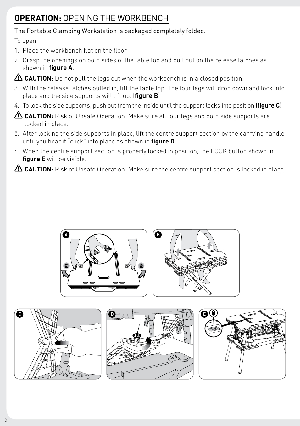 Operation: opening the workbench | Keter Folding Work Table EX User Manual | Page 4 / 20