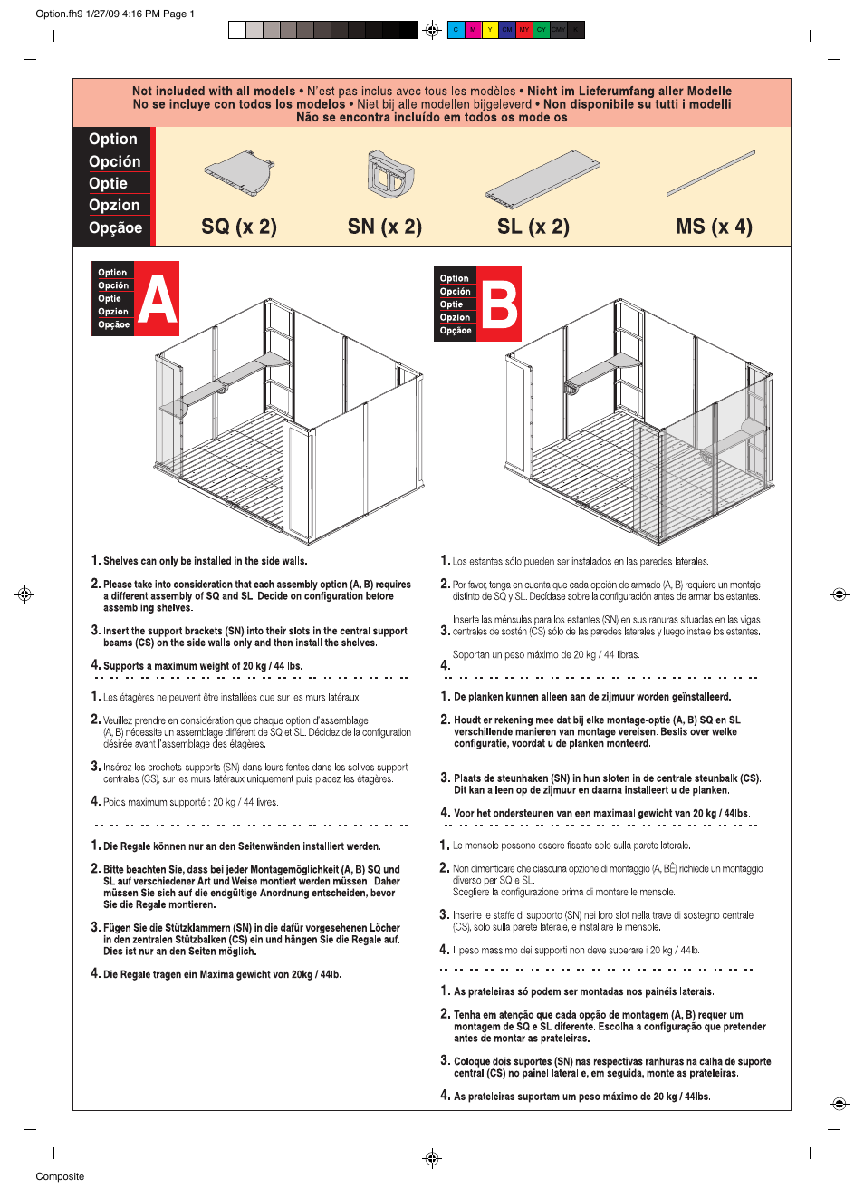 Option opción optie opzion opçãoe | Keter Atlas 10x8 User Manual | Page 39 / 51