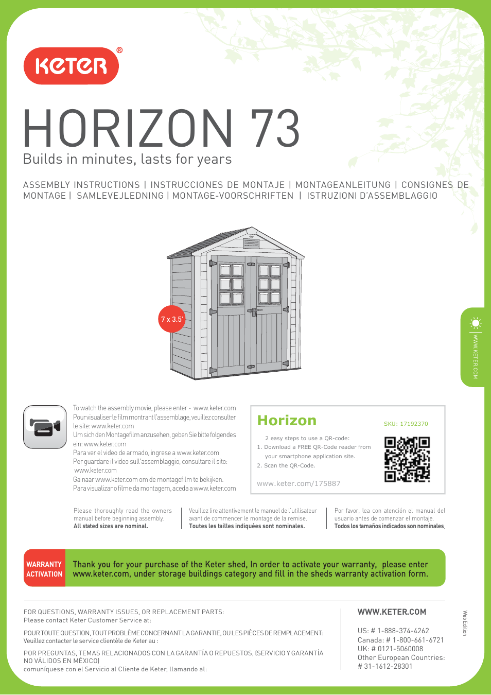 Keter Horizon 7X3 User Manual | 32 pages