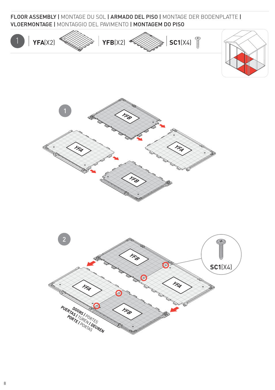 Yfa (x2) yfb (x2) sc1 (x4), Sc1 (x4) | Keter Infinity 8X6 NG User Manual | Page 10 / 60