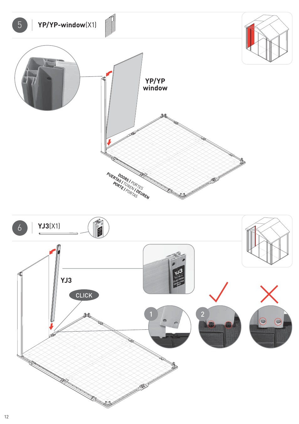 Yp/yp-window (x1) yp/yp window, Yj3 (x1) yj3, Click | Keter Infinity 8X6 NG User Manual | Page 14 / 60