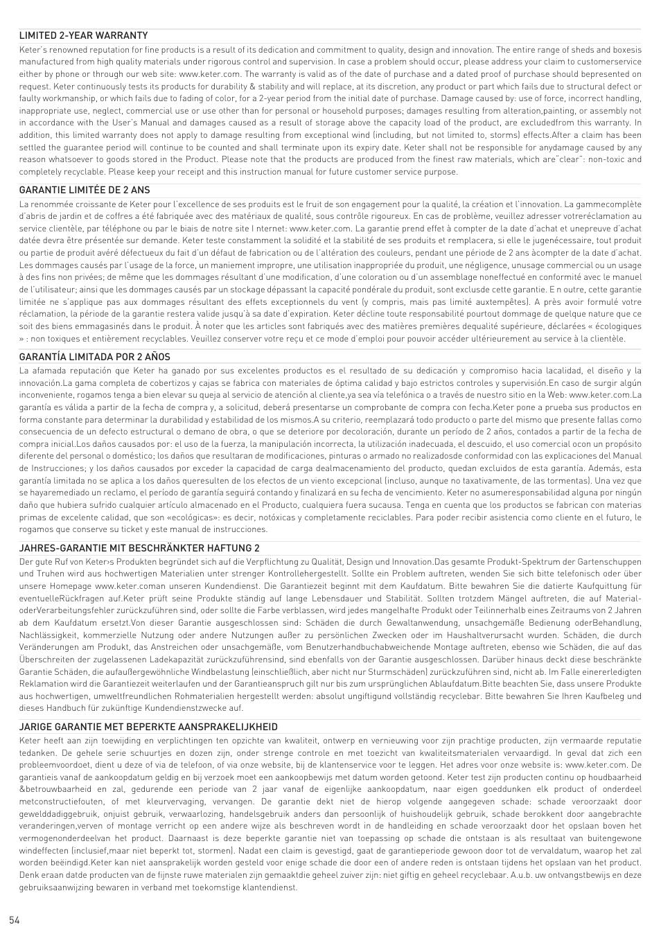Keter Infinity 8X6 NG User Manual | Page 56 / 60