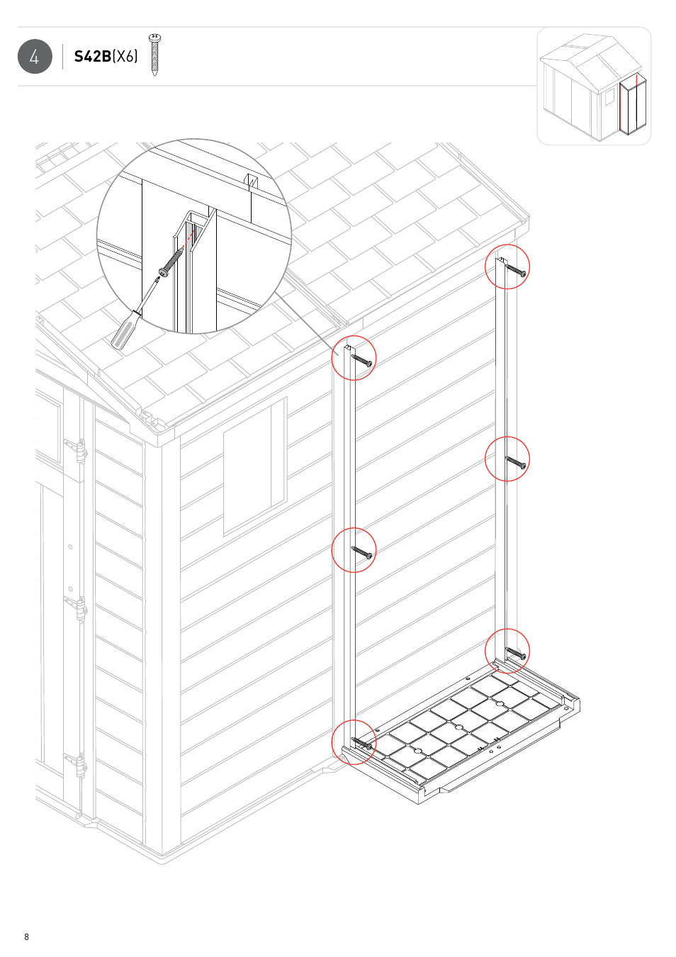 Keter Infinity 8X9 NG w/Cabinet User Manual | Page 8 / 24