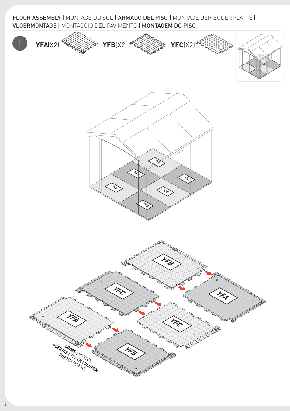 Yfa yfb yfa yfb yfc yfc, Yfa (x2) yfb (x2) yfc (x2) | Keter Infinity 8X9 User Manual | Page 10 / 64