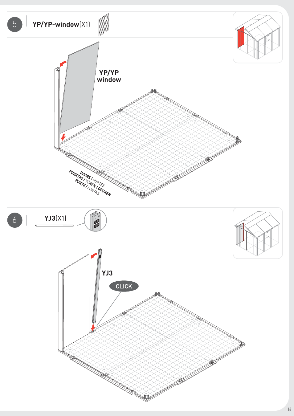 Yp/yp-window (x1), Yj3 (x1) yj3, Yp/yp window | Click | Keter Infinity 8X9 User Manual | Page 15 / 64