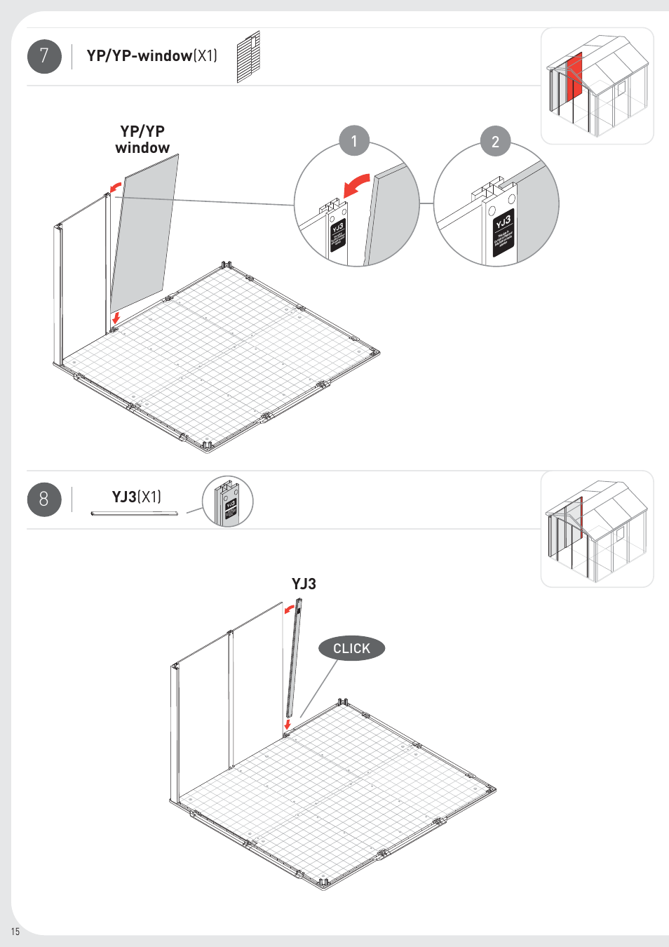 Yp/yp-window (x1) yj3 yj3 (x1), Yp/yp window, Click | Keter Infinity 8X9 User Manual | Page 16 / 64
