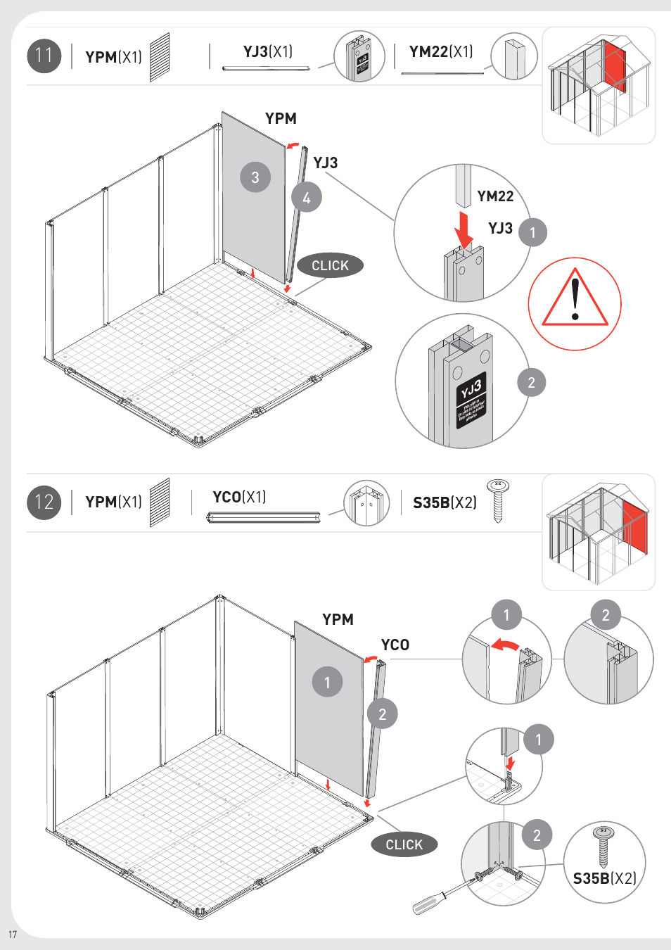 Yco (x1) s35b (x2), 21 ym22, Click | Keter Infinity 8X9 User Manual | Page 18 / 64
