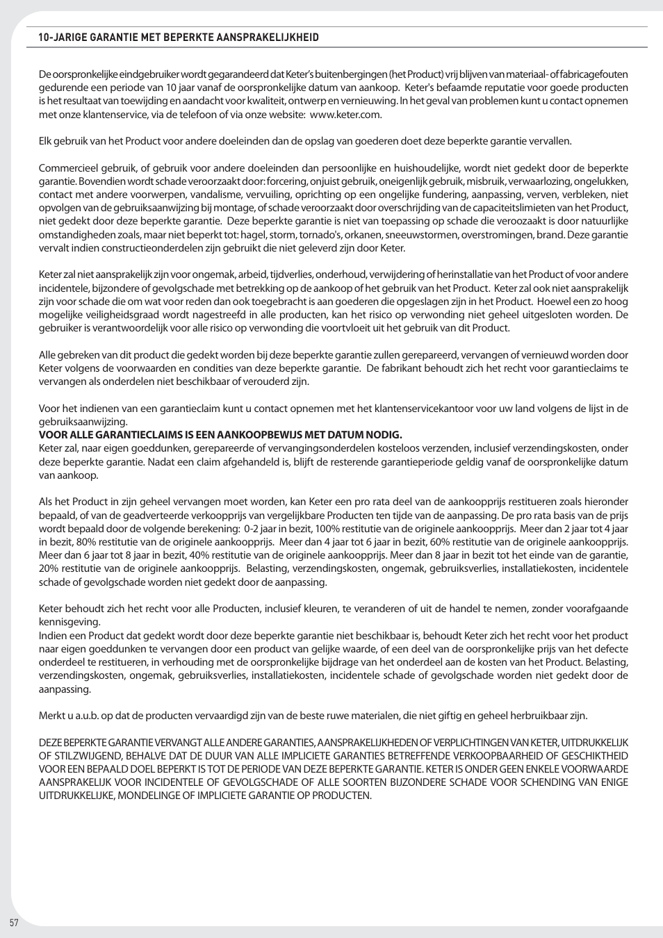 Keter Infinity 8X9 User Manual | Page 58 / 64
