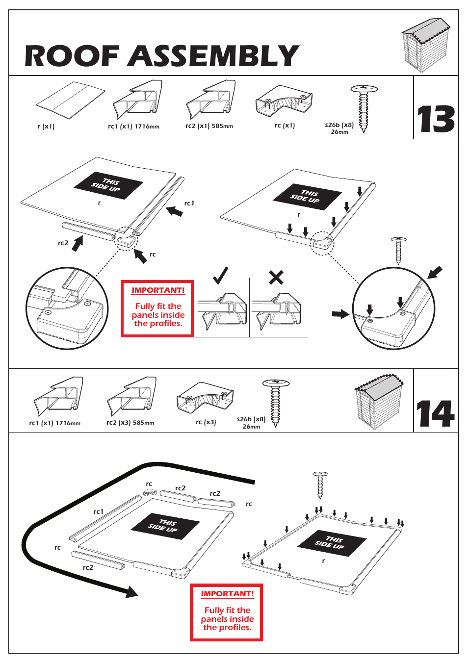 Roof assembly | Keter Manor 4X6 User Manual | Page 14 / 19