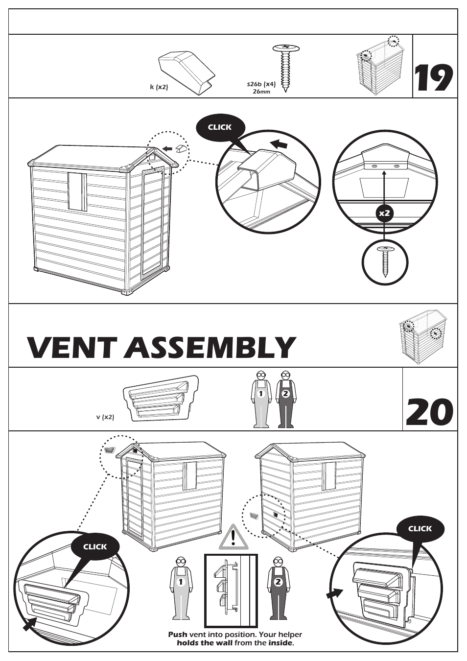 Vent assembly | Keter Manor 4X6 User Manual | Page 17 / 19