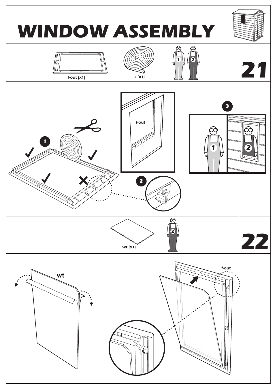Window assembly | Keter Manor 4X6 User Manual | Page 18 / 19