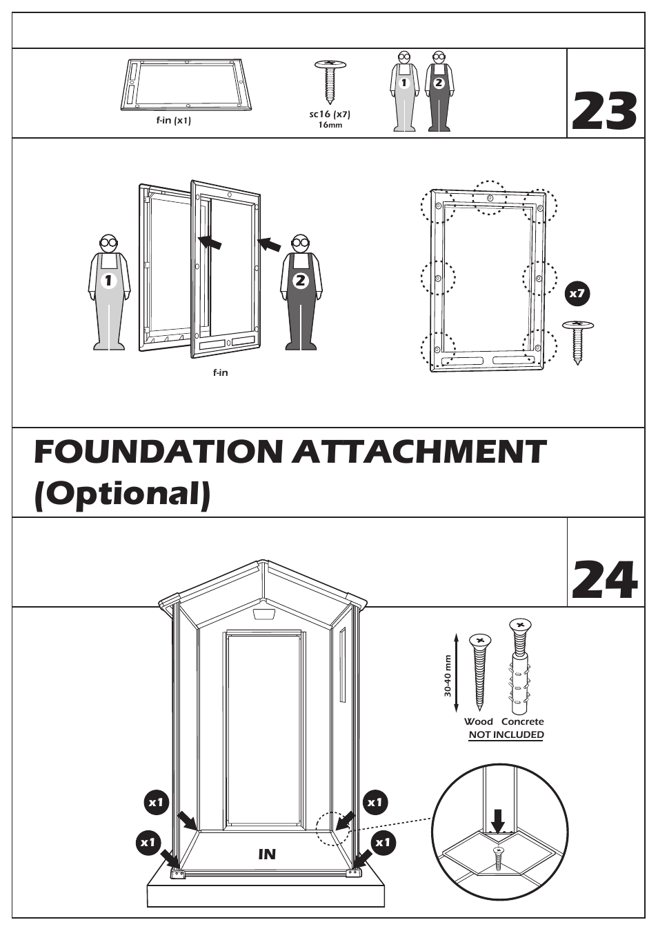 Foundation attachment (optional) | Keter Manor 4X6 User Manual | Page 19 / 19
