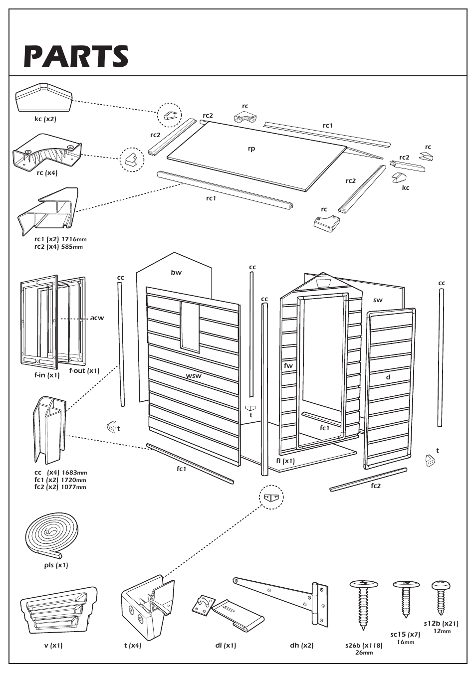 Parts | Keter Manor 4X6 User Manual | Page 6 / 19
