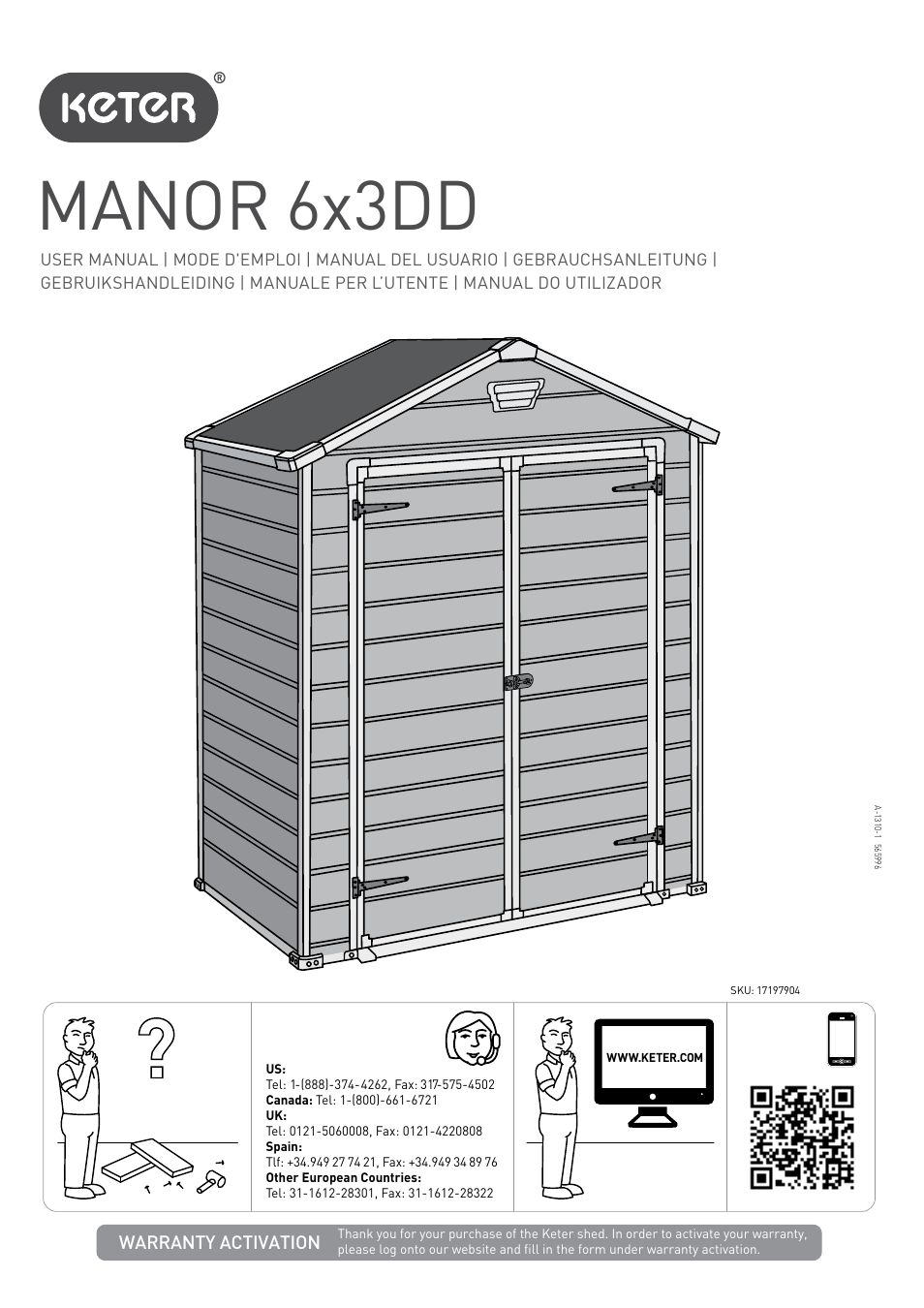 Keter Manor 6X3DD User Manual | 17 pages