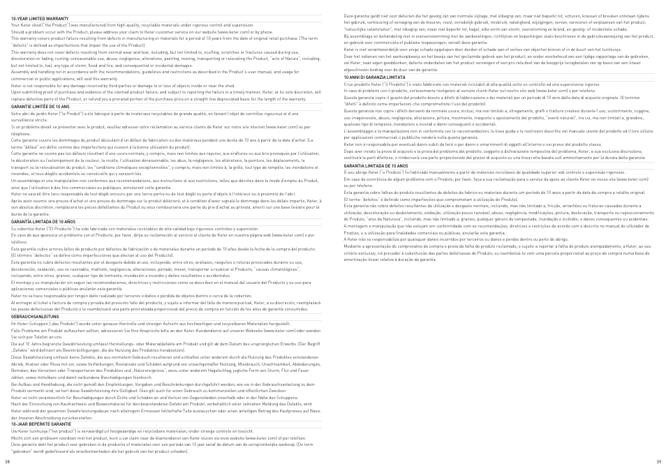 Keter Manor 6X8DD User Manual | Page 20 / 21
