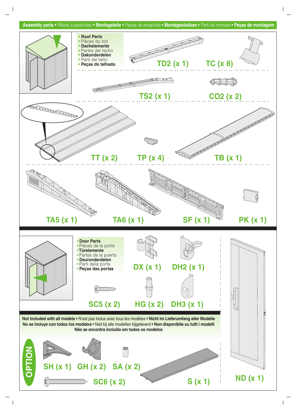 Option, Sh (x 1) gh (x 2) | Keter Pent 4x6 User Manual | Page 6 / 32