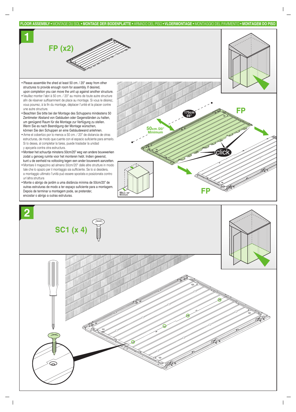 Fp (x2), Sc1 (x 4), Click | Keter Pent 4x6 User Manual | Page 7 / 32