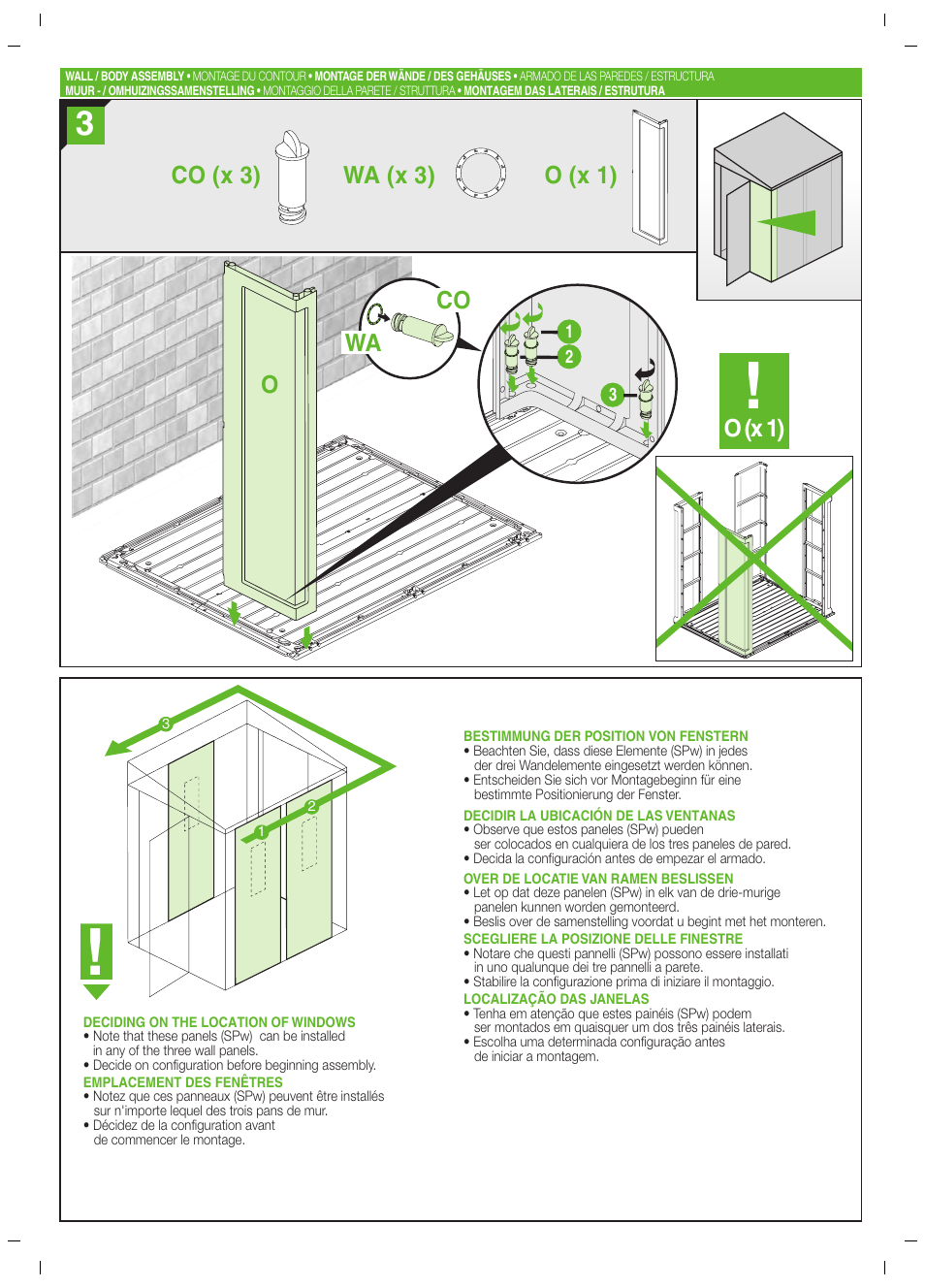 O (x 1) co (x 3) o, O (x 1), Wa (x 3) | Wa co | Keter Pent 4x6 User Manual | Page 9 / 32