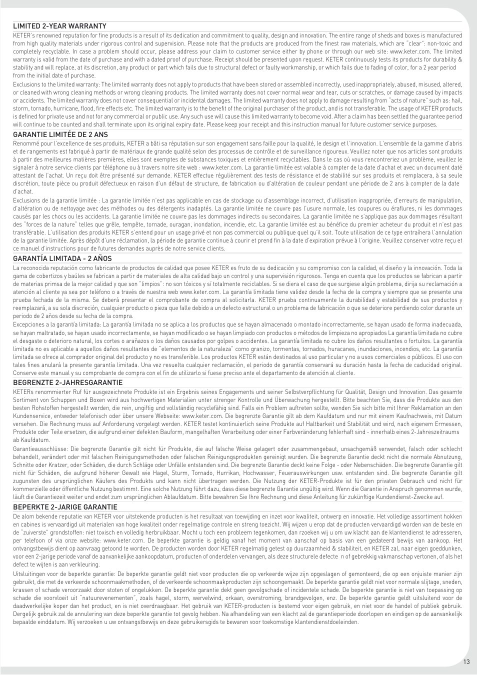 Keter Firewood Shelter User Manual | Page 13 / 16
