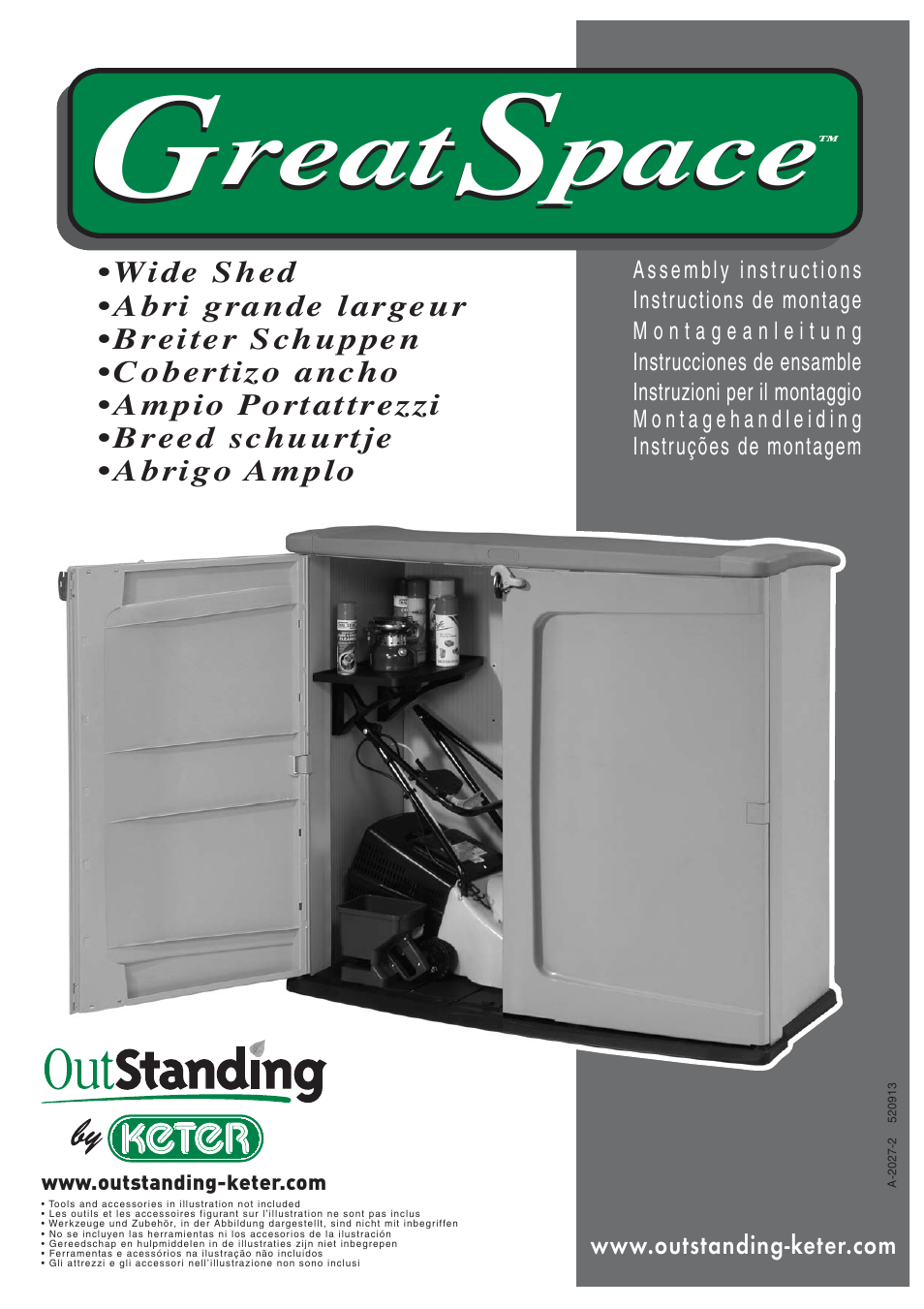 Keter GreatSpace Wide Shed User Manual | 12 pages