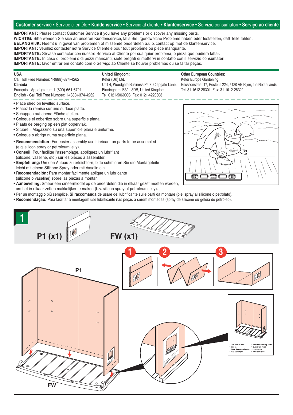 P1 (x1), Fw (x1) | Keter GreatSpace Wide Shed User Manual | Page 3 / 12