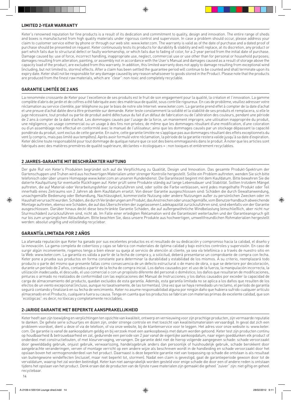Keter Lounge Shed User Manual | Page 14 / 16