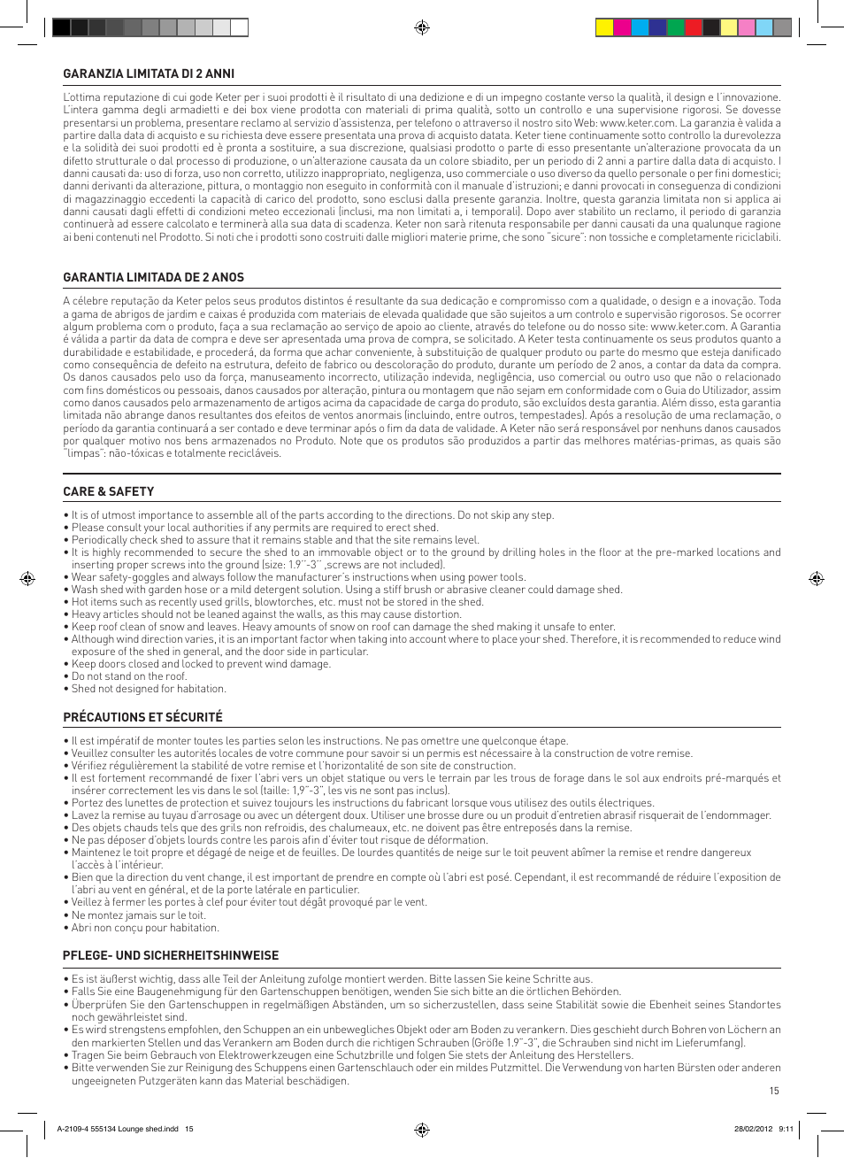Keter Lounge Shed User Manual | Page 15 / 16