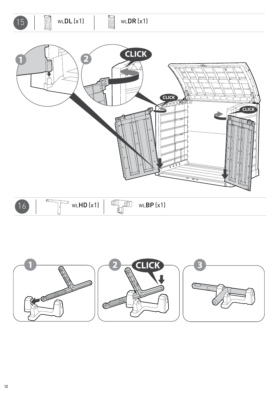 31 2 click, Click | Keter Store-It-Out Arc User Manual | Page 12 / 20