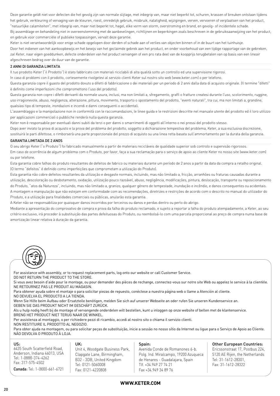 Keter Store-It-Out Arc User Manual | Page 20 / 20