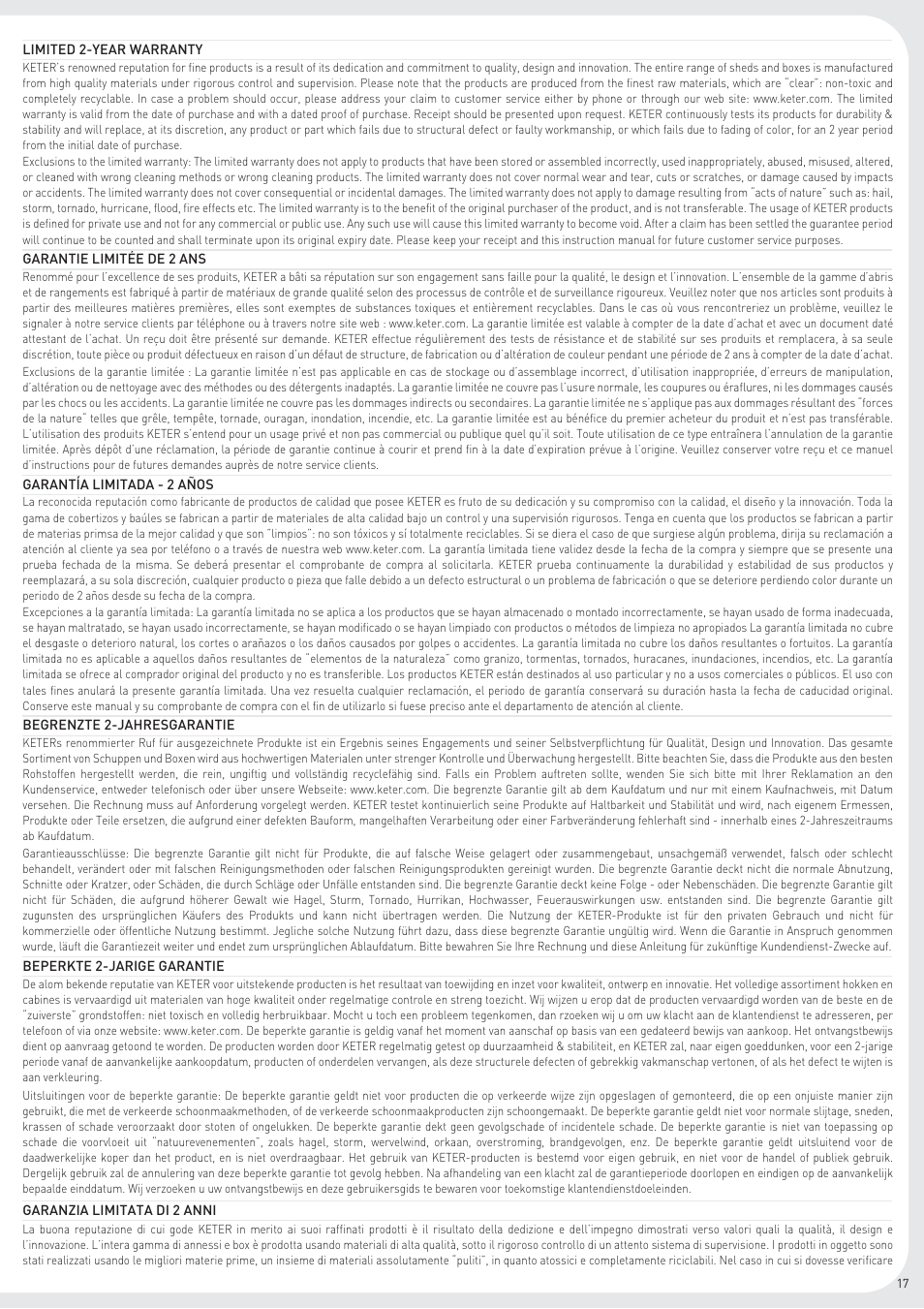 Keter Woodland High User Manual | Page 17 / 19