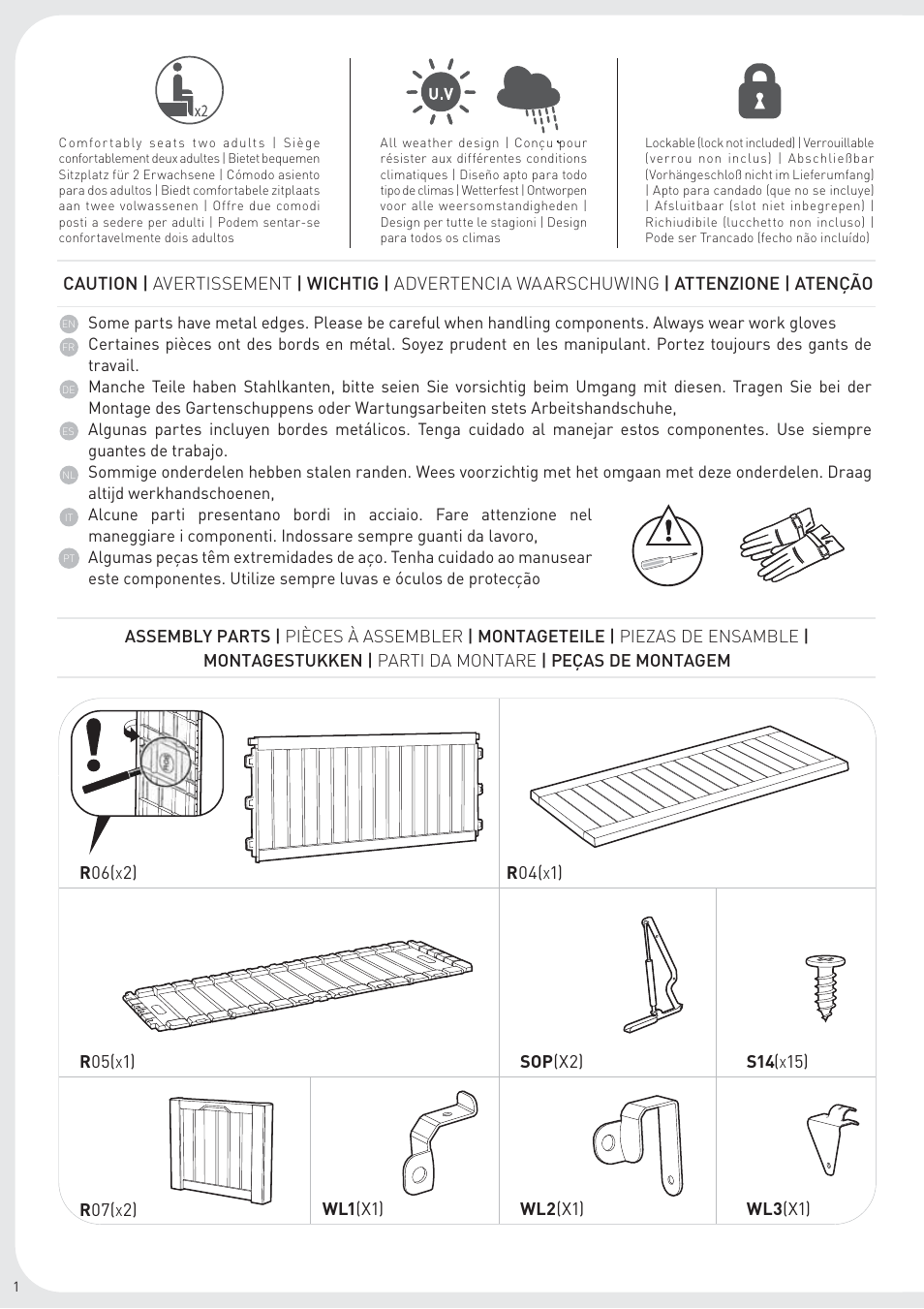 Keter Rockwood Deck Box User Manual | Page 2 / 8