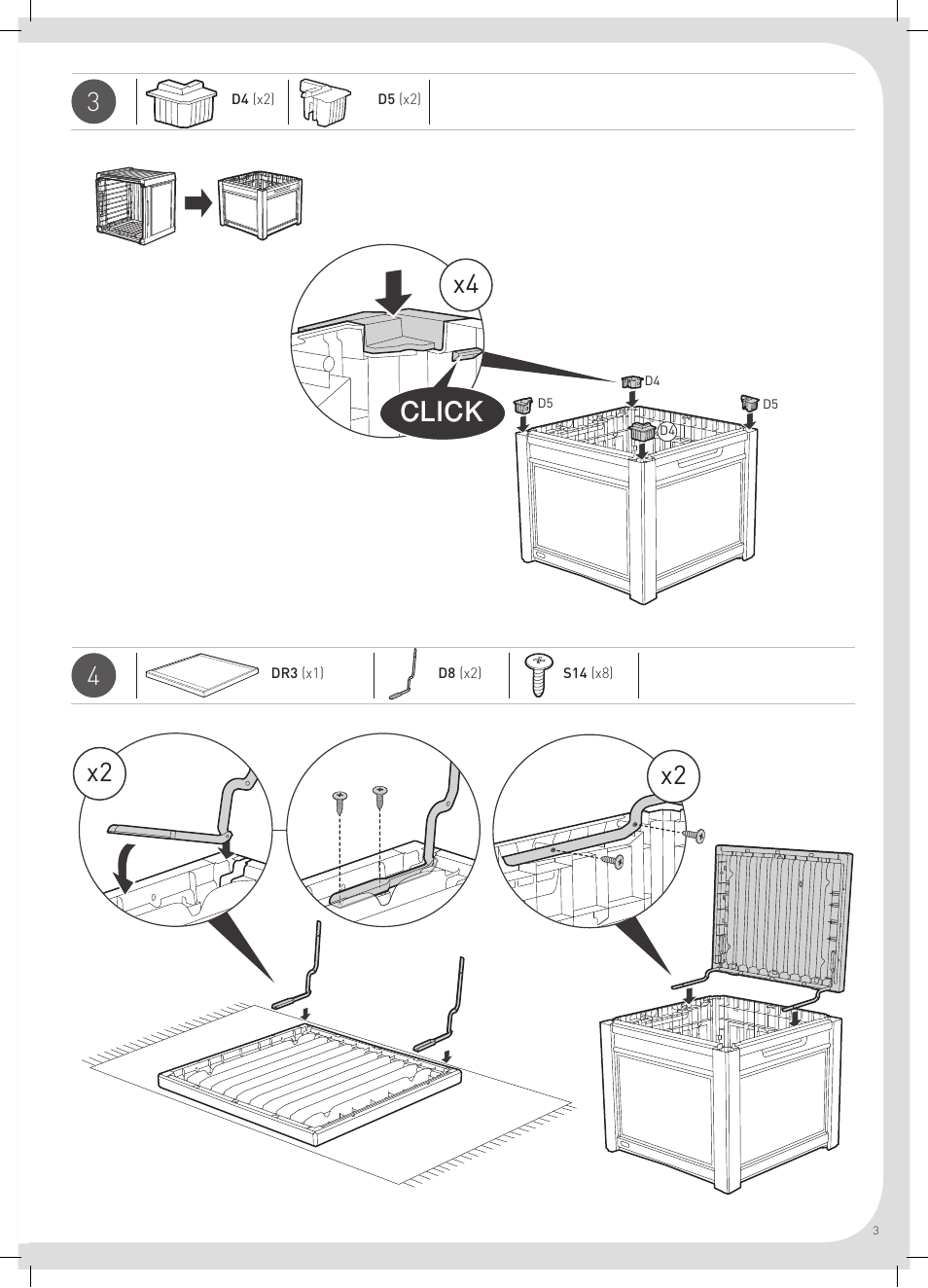 Click, 43 x4 | Keter Storage Cube User Manual | Page 3 / 8