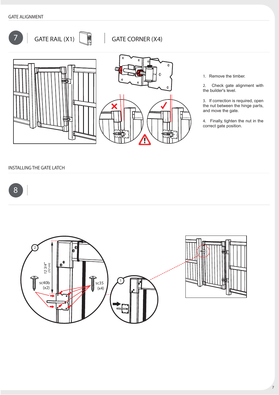 Gate rail (x1) gate corner (x4) | Keter Privacy Gate 4x6 User Manual | Page 7 / 28