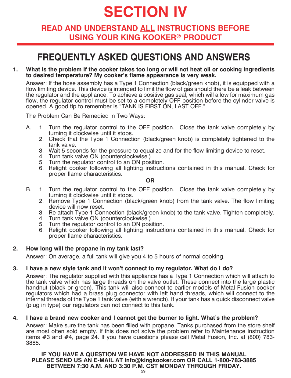 Frequently asked questions and answers, Product | King Kooker Cast Cooker User Manual | Page 29 / 32