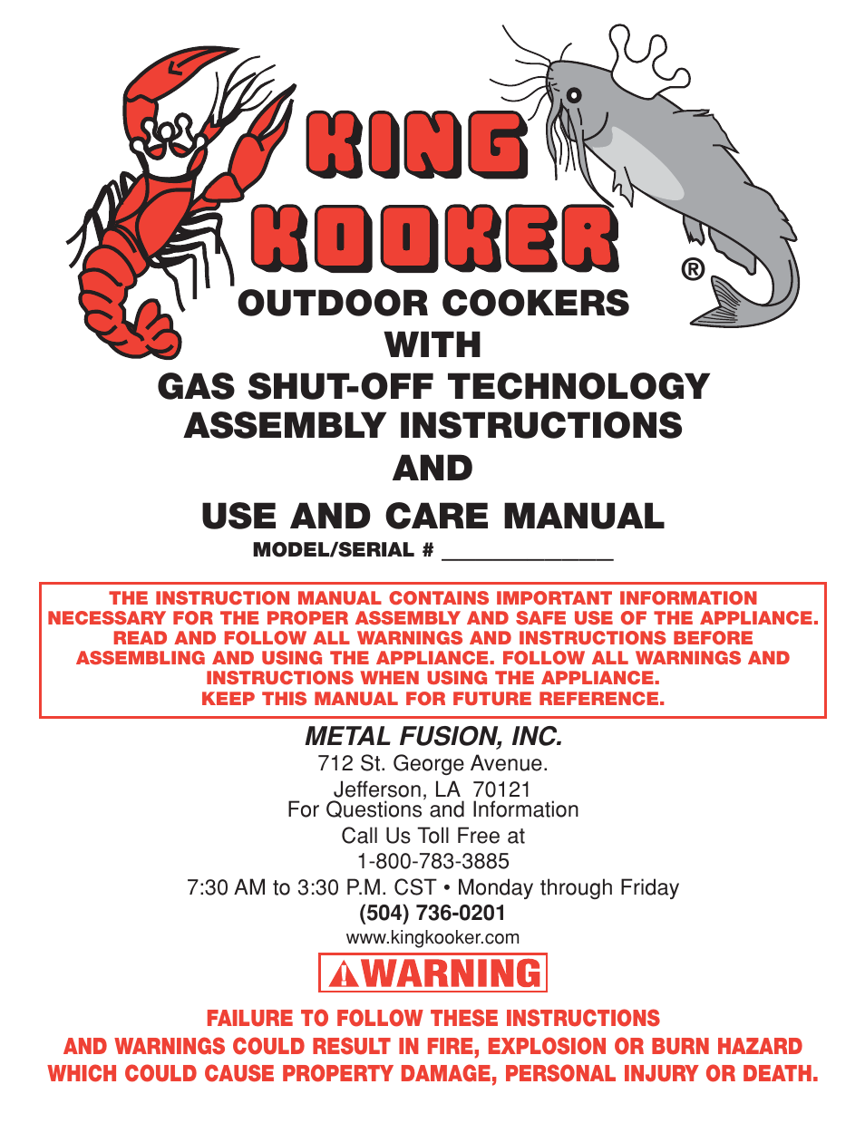 King Kooker Cast Cookers with Gas Shut Off Technology User Manual | 32 pages