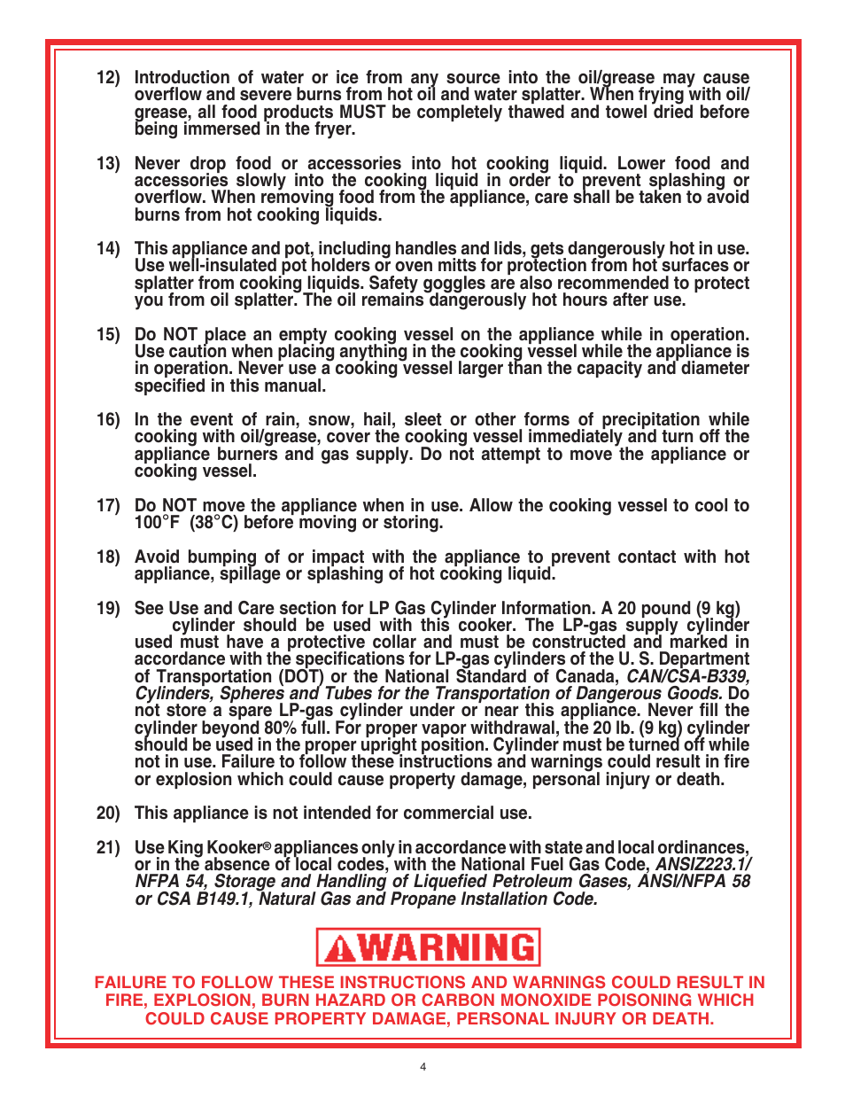 King Kooker Cast Cookers with Timers User Manual | Page 4 / 40