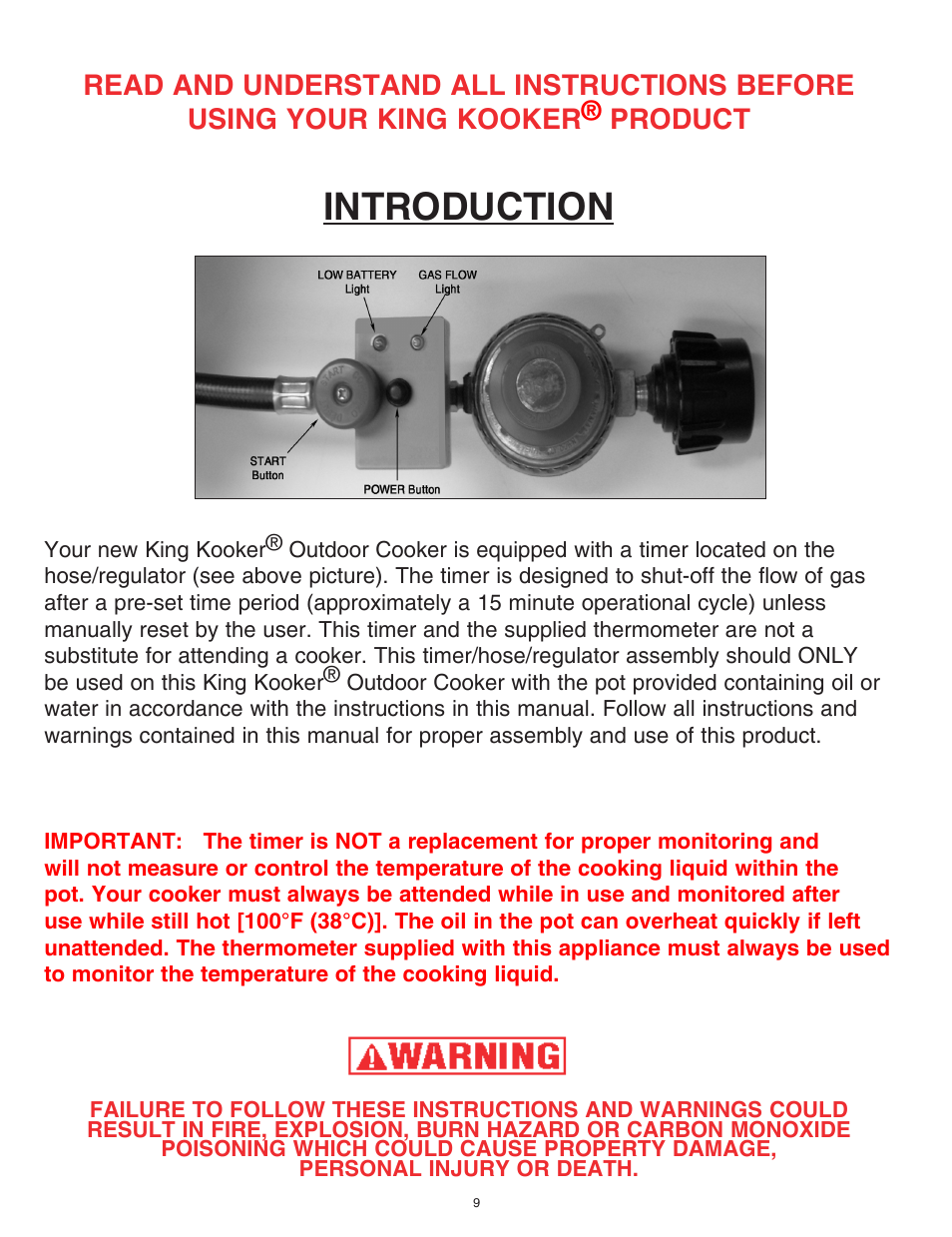 Introduction, Product | King Kooker Cast Cookers with Timers User Manual | Page 9 / 40