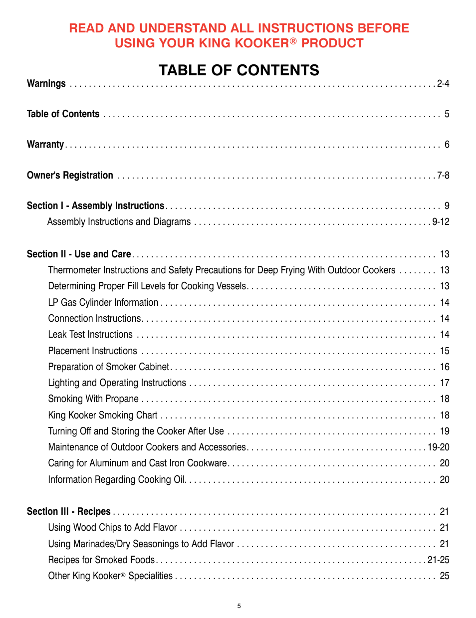King Kooker 2607 Smoker/Oven/Stove User Manual | Page 5 / 28