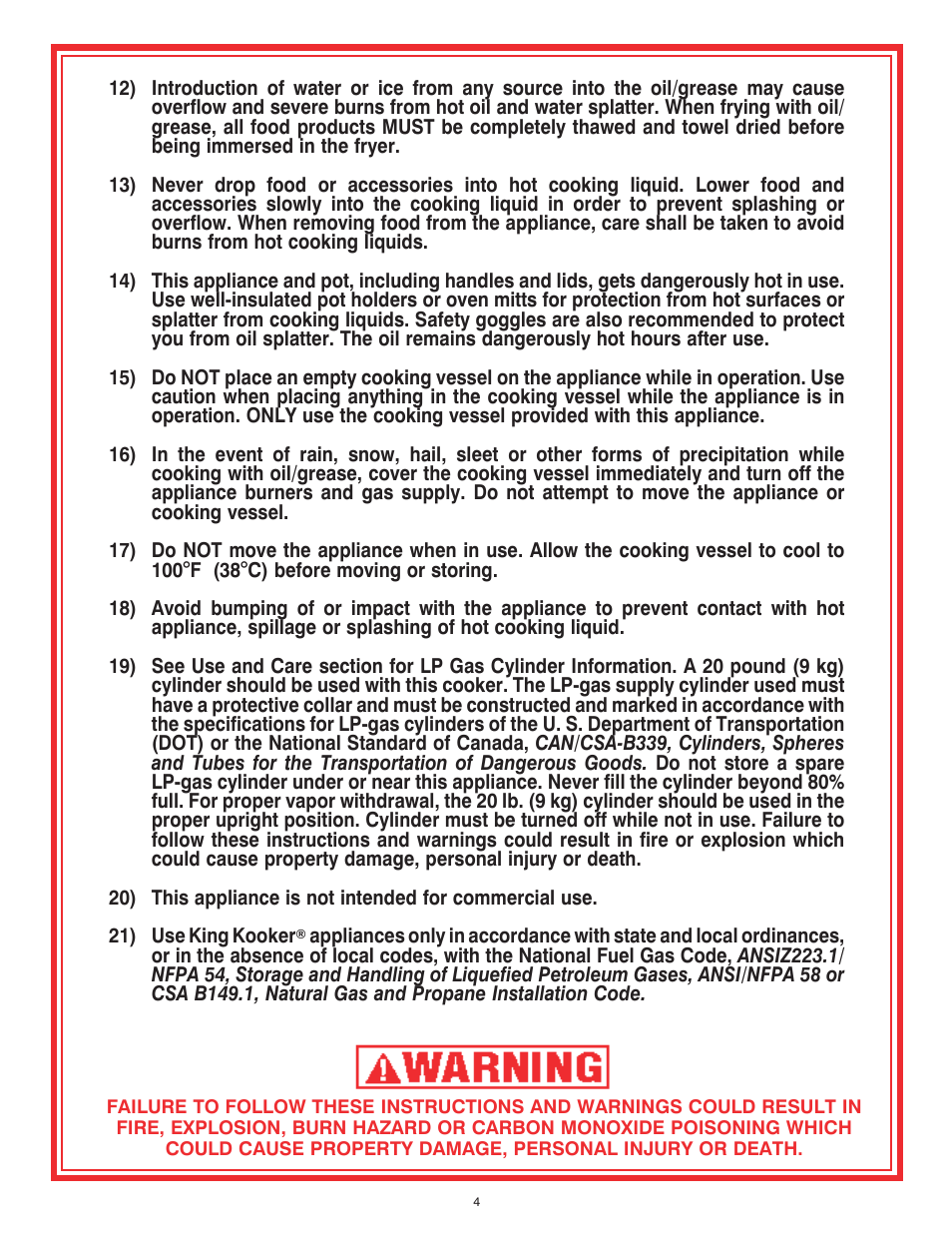 King Kooker 2292 V Bottom Outdoor Cooker User Manual | Page 4 / 32